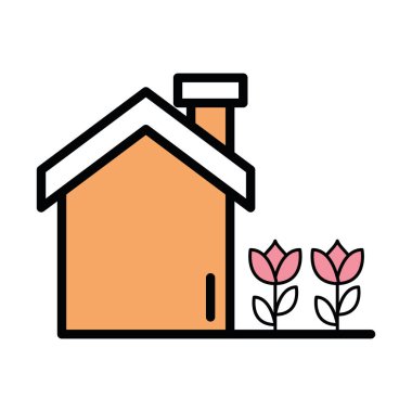 Çiçek simgesiyle ev cephesi