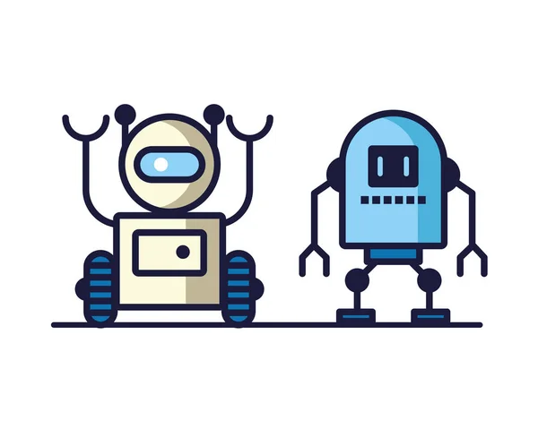 Couple of robots technology icons — Stock Vector