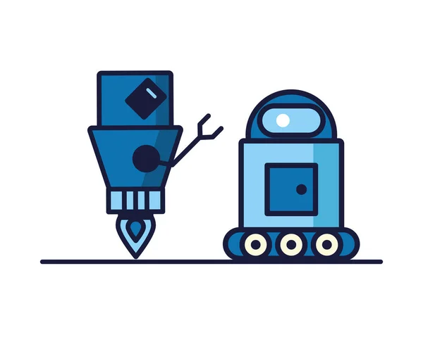 Couple de robots technologie icônes — Image vectorielle