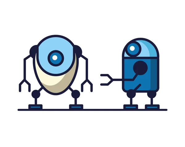 Couple of robots technology icons — Stock Vector