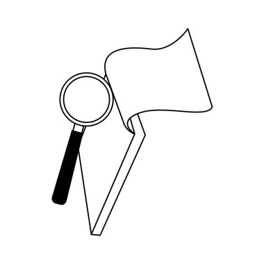 dizüstü bilgisayar ve büyüteç, düz dizayn