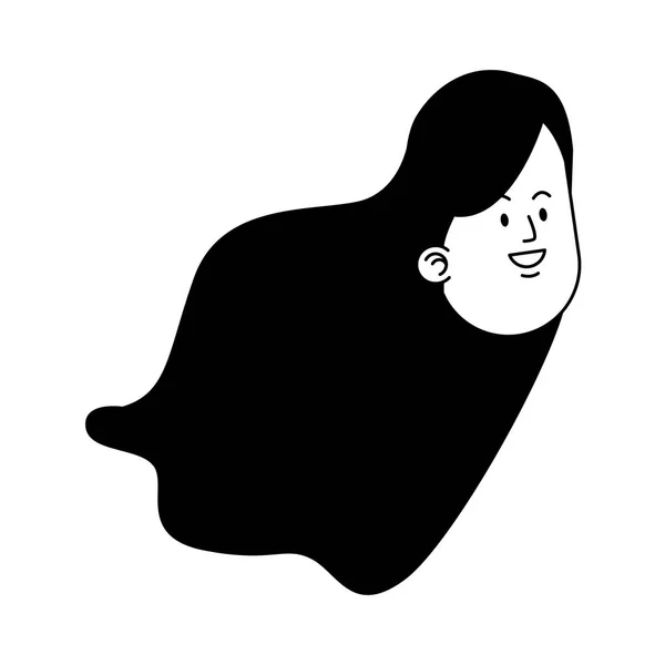 Cartoon vrouw met lang haar pictogram, plat ontwerp — Stockvector