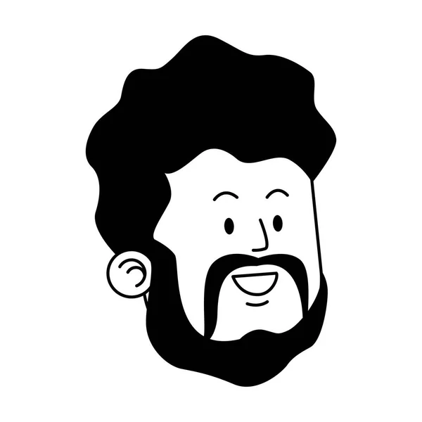 Hombre de dibujos animados con el icono de la barba, diseño plano — Vector de stock