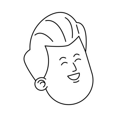 Çizgi film adamı gülen ikon, düz tasarım