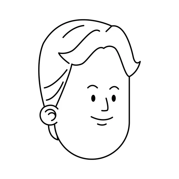 Karikatur Junge Gesicht Ikone, flaches Design — Stockvektor