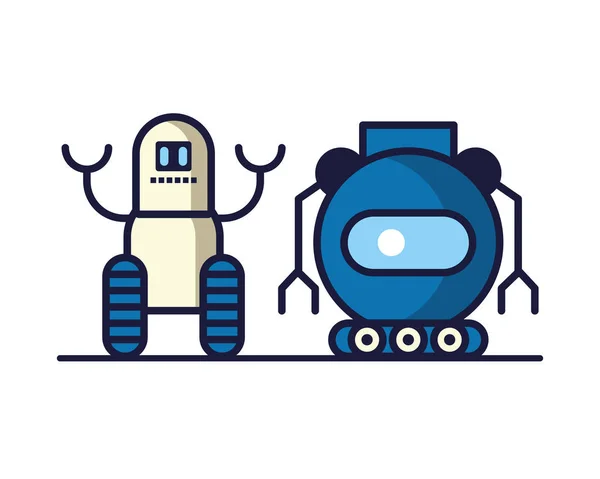 Couple de robots technologie icônes — Image vectorielle