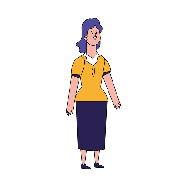Cartoon adult woman standing icon — 스톡 벡터
