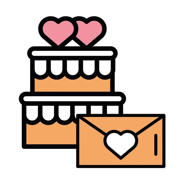 Счастливый день валентинки сладкий пирог с сердцем — стоковый вектор
