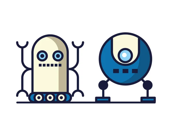 Couple of robots technology icons — Stock Vector