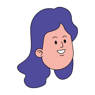 Çizgi film kadını gülen ikon