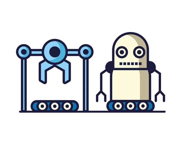 Couple of robots technology icons — Stock Vector