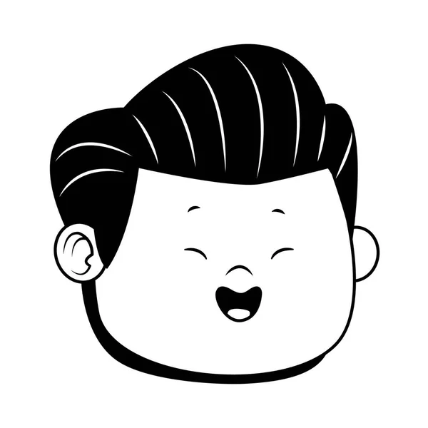 Desenho animado cara de menino feliz sorrindo, design plano — Vetor de Stock