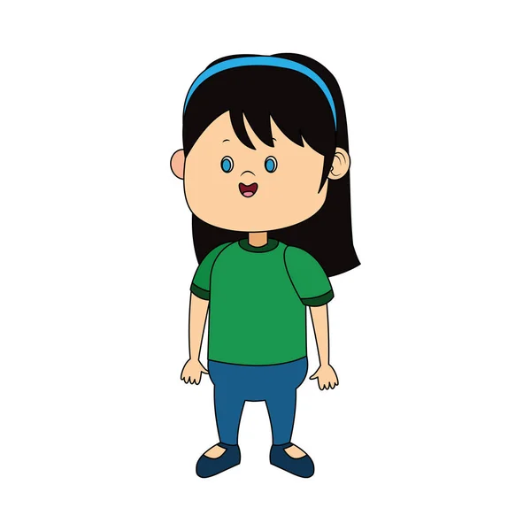 Cartoon meisje het dragen van casual kleding, kleurrijk ontwerp — Stockvector