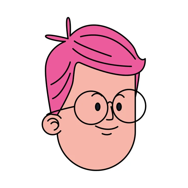 Rajzfilmes fiú szemüveges ikon, lapos design — Stock Vector