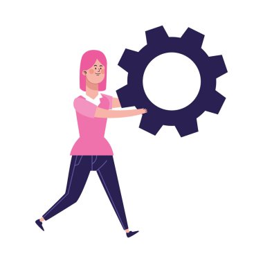 Çizgi filmci çocuk büyük vites tekeri ikonu, renkli tasarım