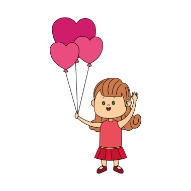 Kalp balonları ikonlu mutlu kız