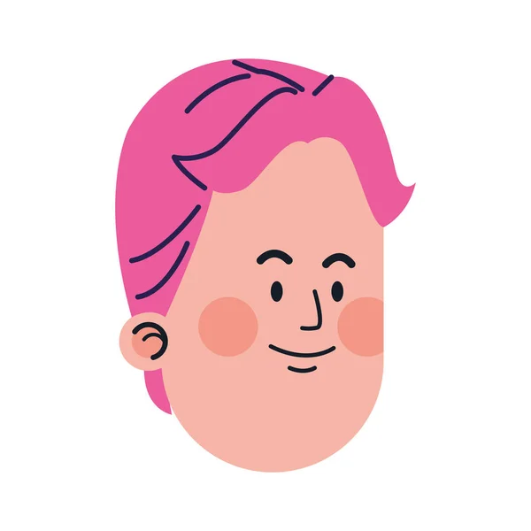 Menino dos desenhos animados com cabelo rosa — Vetor de Stock