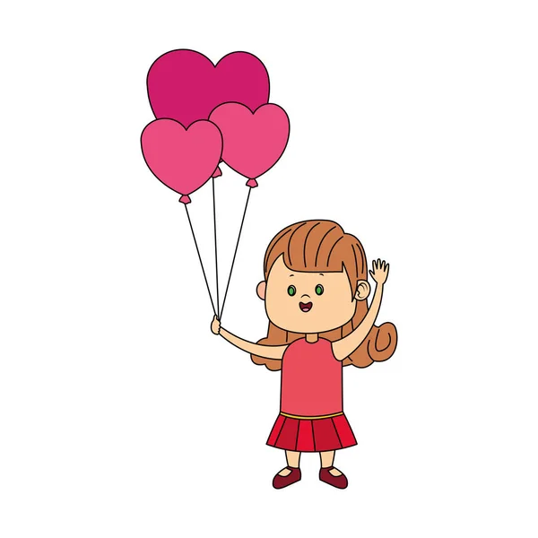 Ευτυχισμένο κορίτσι με μπαλόνια καρδιά εικονίδιο — Διανυσματικό Αρχείο