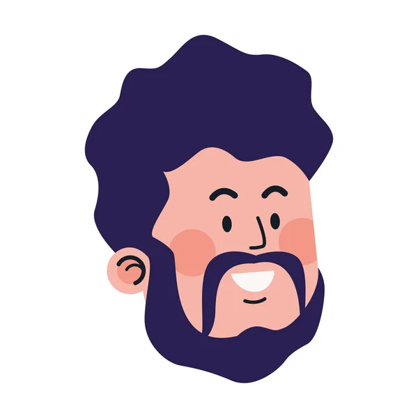 Homem dos desenhos animados com ícone da barba, design colorido — Vetor de Stock