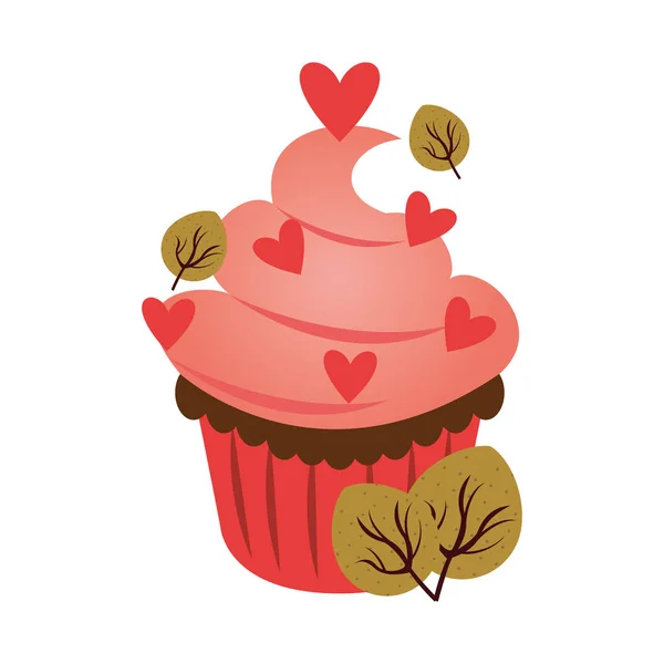 Delicioso cupcake dulce con corazones — Archivo Imágenes Vectoriales