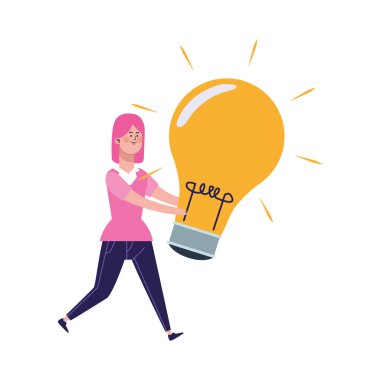 Büyük ampullü çizgi film kızı.