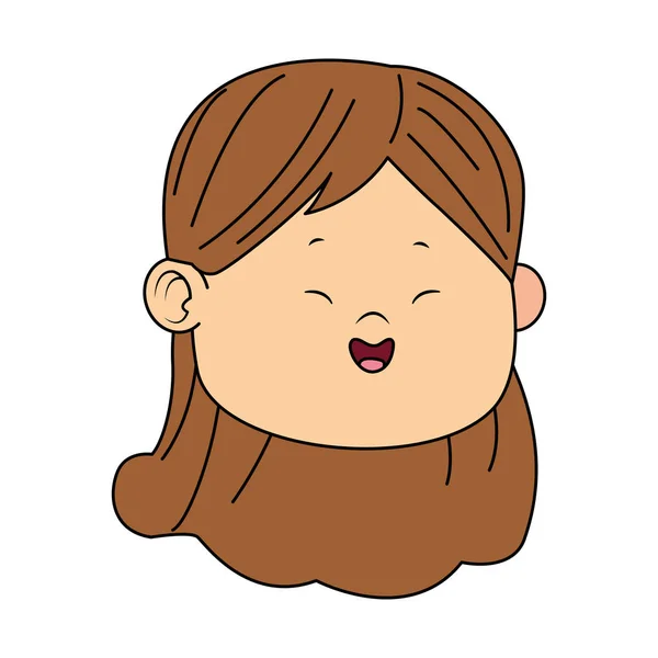 卡通人物可爱的女孩脸图标 — 图库矢量图片
