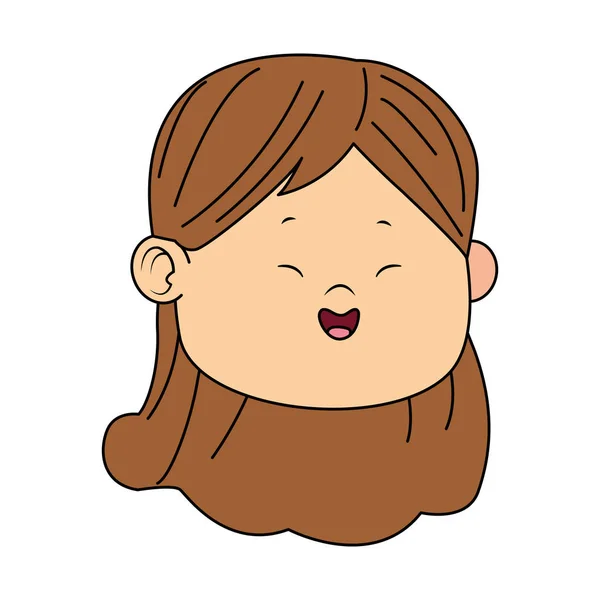 Dibujos animados linda chica cara icono — Vector de stock