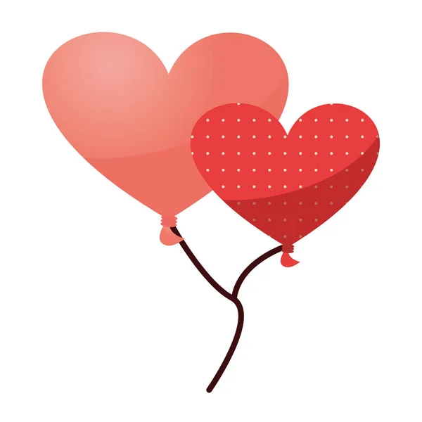 Happy valentines day hearts balloons helium — Stock Vector