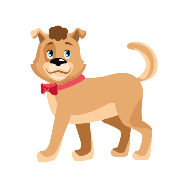 Roztomilý pes s ikonou červeného luku — Stockový vektor