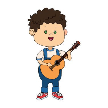 Gitarlı çizgi film çocuğu.
