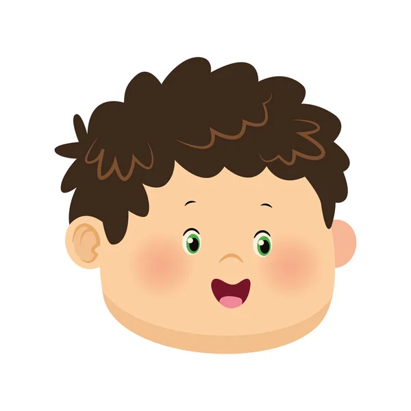 Rajzfilm aranyos fiú arc ikon, színes design — Stock Vector