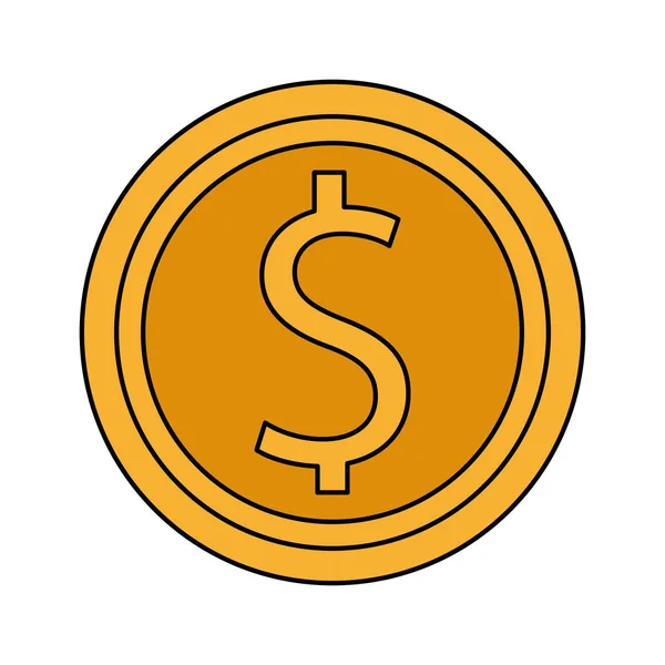 Icône de pièce d'argent, design coloré — Image vectorielle