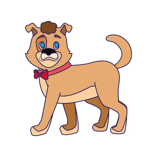 Lindo perro con el icono del arco rojo, diseño colorido — Vector de stock