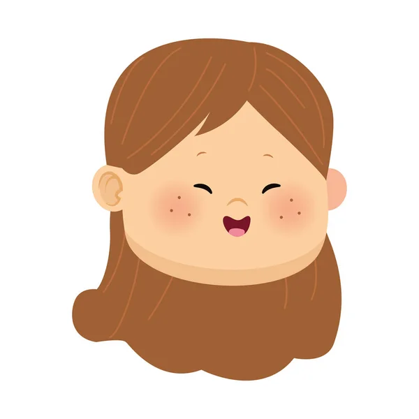 Dibujos animados linda chica cara icono, diseño colorido — Vector de stock