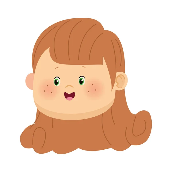 Cartoon girl with long hair icon — Stock Vector