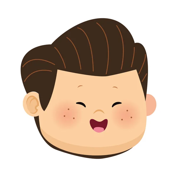 Καρτούν χαρούμενο πρόσωπο αγόρι χαμογελαστό, πολύχρωμο σχεδιασμό — Διανυσματικό Αρχείο