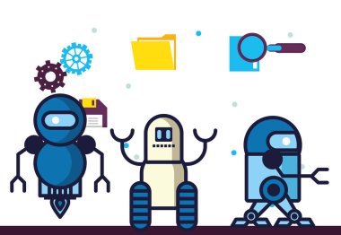 bir grup robot teknoloji simgesi