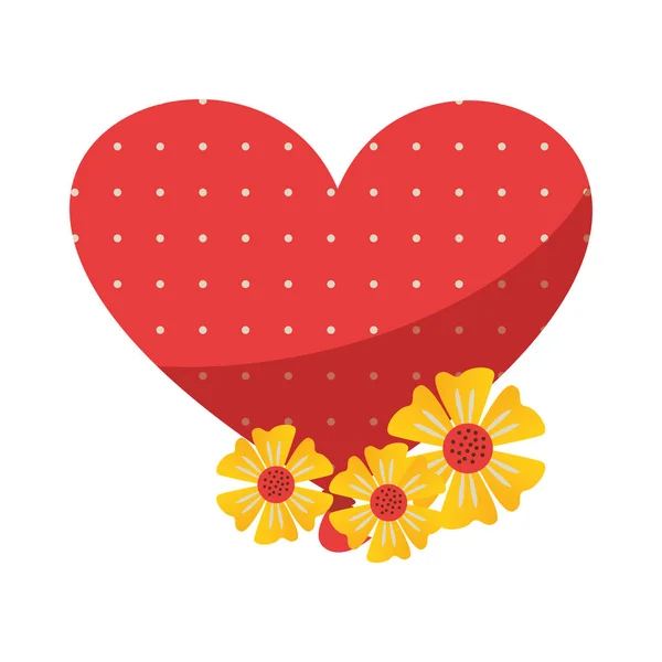 Όμορφα λουλούδια με αγάπη καρδιά — Διανυσματικό Αρχείο