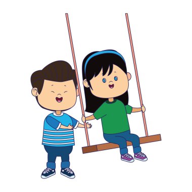 Salıncaktaki mutlu kız ve oğlan