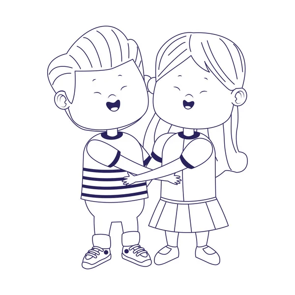 Счастливая икона девочки и мальчика, плоский дизайн — стоковый вектор