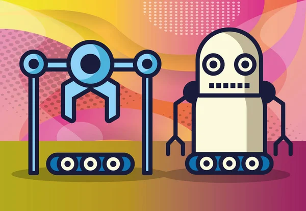 ไอคอนเทคโนโลยีหุ่นยนต์สองสามตัว — ภาพเวกเตอร์สต็อก