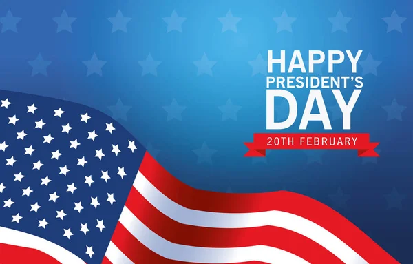 Happy presidents day poster with usa flag — Stock Vector