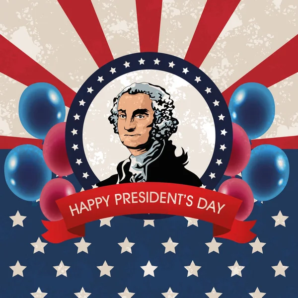 Feliz dia presidentes cartaz com George Washington — Vetor de Stock