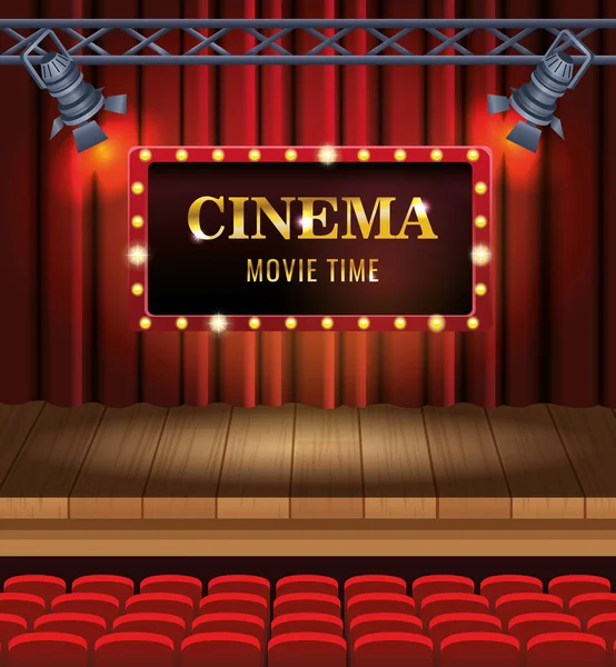 Kinounterhaltung mit Stühlen und Schaubühne — Stockvektor