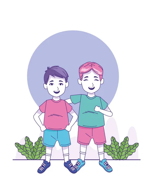 Desenhos animados meninos de pé, design colorido — Vetor de Stock
