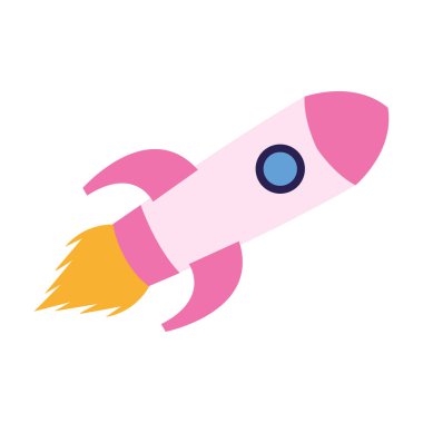Pembe roket alanı simgesi, düz dizayn