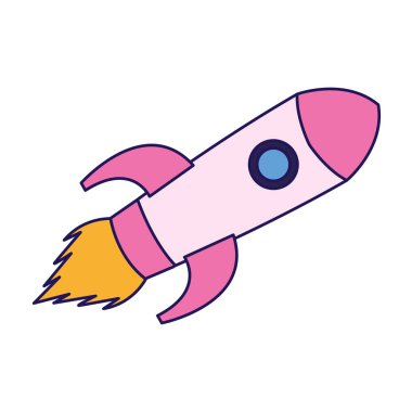 Pembe roket alanı simgesi, renkli tasarım