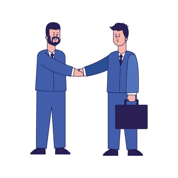 Cartoon businessmen shaking hands, colorful design — Stock Vector