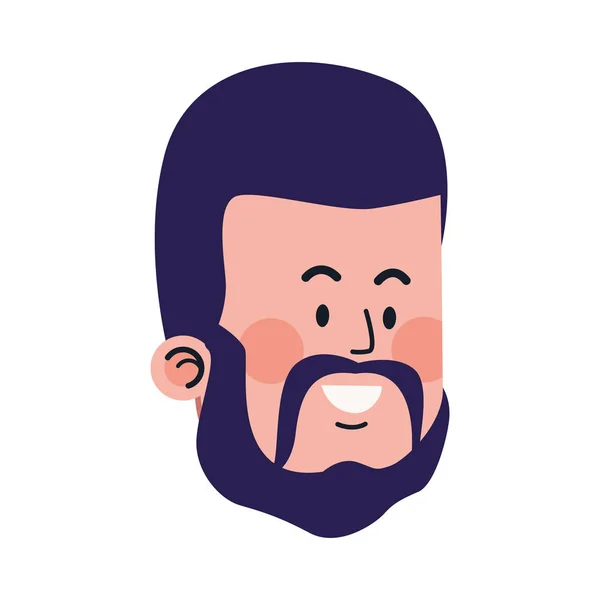 Cartoon Mann Gesicht mit Bart-Ikone — Stockvektor