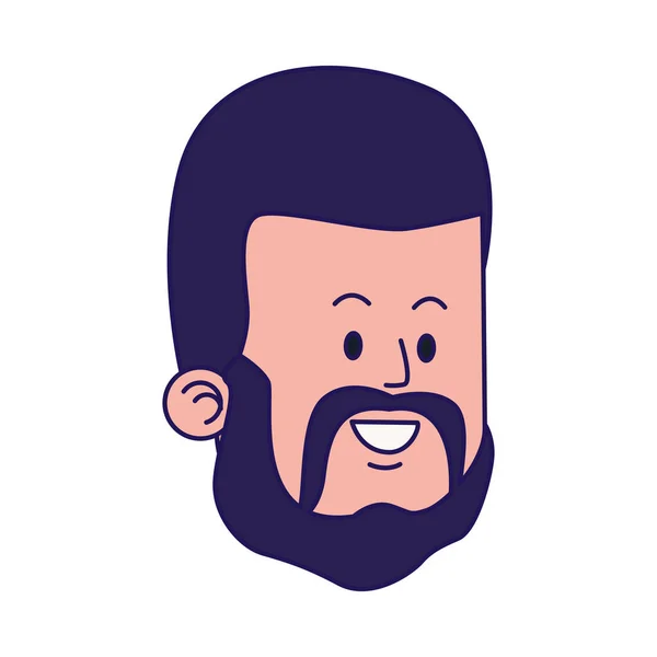 Cartoon Mann Gesicht mit Bart-Ikone, buntes Design — Stockvektor